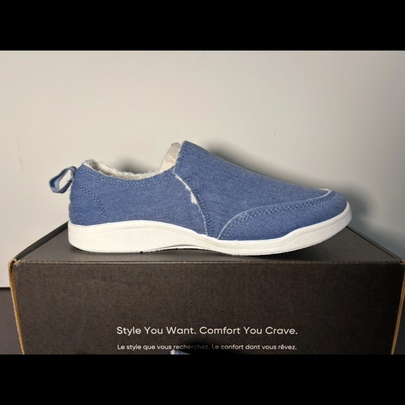 Vionic Beach Malibu Canvas Sneakers/Shoes Denim Blue Womens Size 5 Wide - Picture 3 of 16